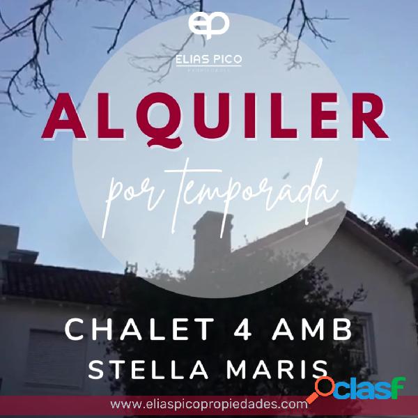 ALQUILER TEMPORADA CHALET 4 amb en barrio Stella Maris, MDP