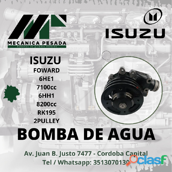 BOMBA DE AGUA ISUZU FOWARD 6HE1 7100cc 6HH1 8200cc RK195