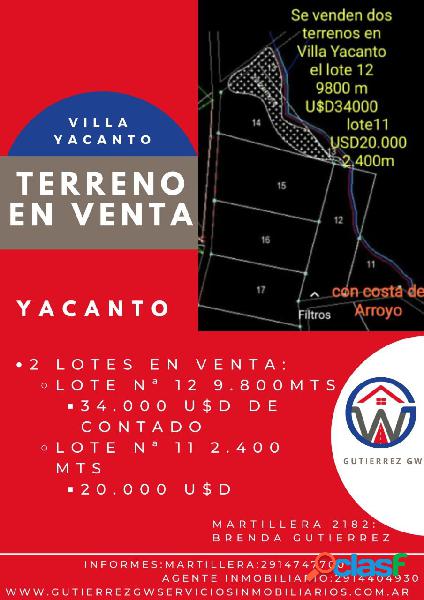 oportunidad de inversión- 2 lote en venta en Villa Yacanto