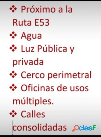 VENDO LOTES EN NUEVO PARQUE INDUSTRIAL SOBRE RUTA E 53.