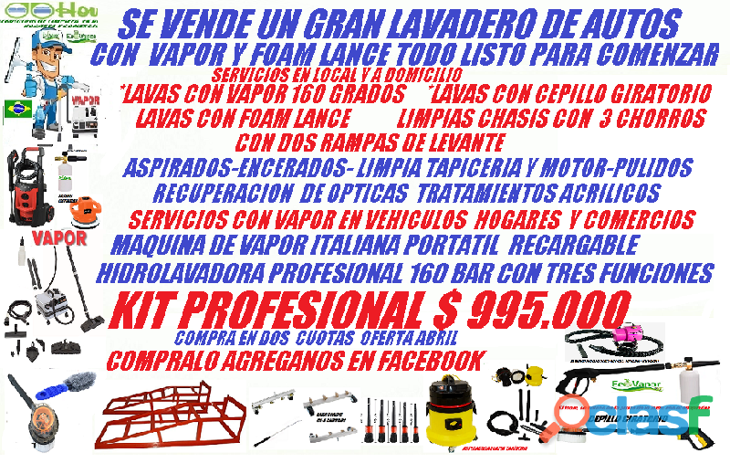 Compra tu Gran Lavadero de Autos con Vapor y Foam lance