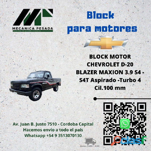 BLOCK MOTOR CHEVROLET D 20 BLAZER MAXION 3.9