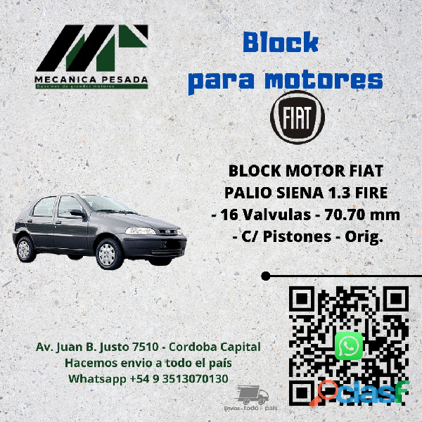 BLOCK MOTOR FIAT PALIO/ SIENA 1.3 FIRE