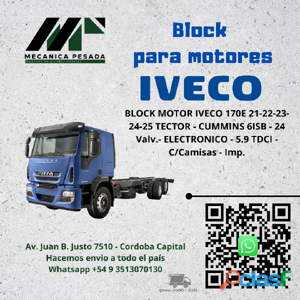 BLOCK MOTOR IVECO 170E 21 22 23 24 25 TECTOR CUMMINS 6ISB