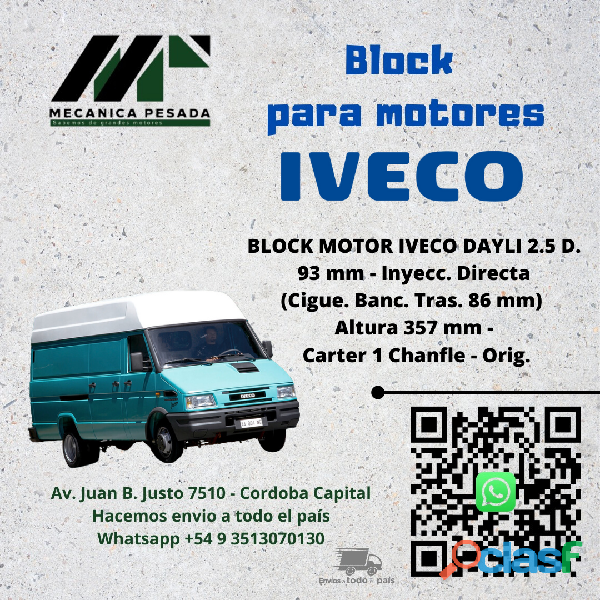 BLOCK MOTOR IVECO DAYLI 2.5 D.