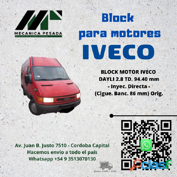 BLOCK MOTOR IVECO DAYLI 2.8 TD.