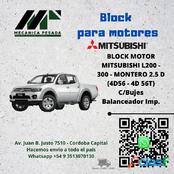 BLOCK MOTOR MITSUBISHI L200 300 MONTERO 2.5 D