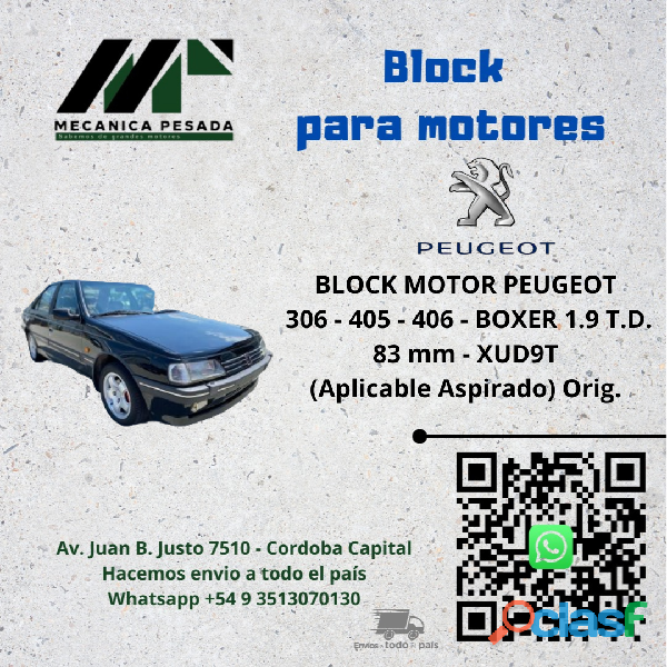 BLOCK MOTOR PEUGEOT 306 405 406 BOXER 1.9 T.D.