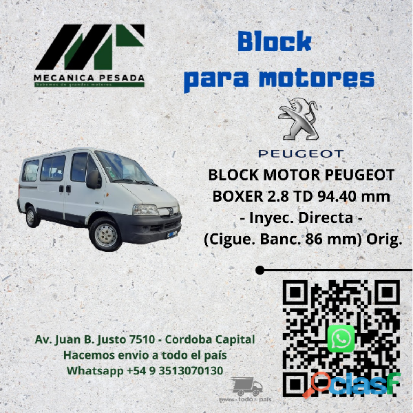 BLOCK MOTOR PEUGEOT BOXER 2.8 TD