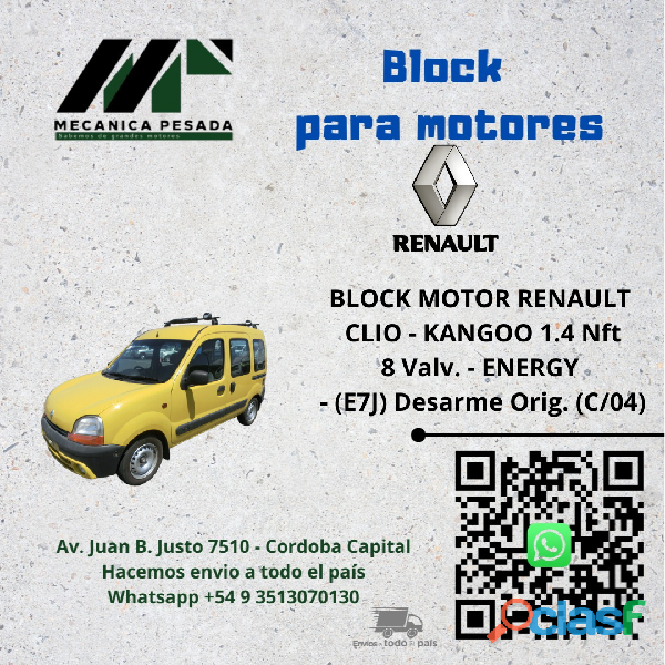 BLOCK MOTOR RENAULT CLIO KANGOO 1.4