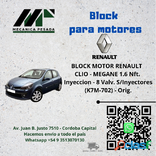 BLOCK MOTOR RENAULT CLIO MEGANE 1.6