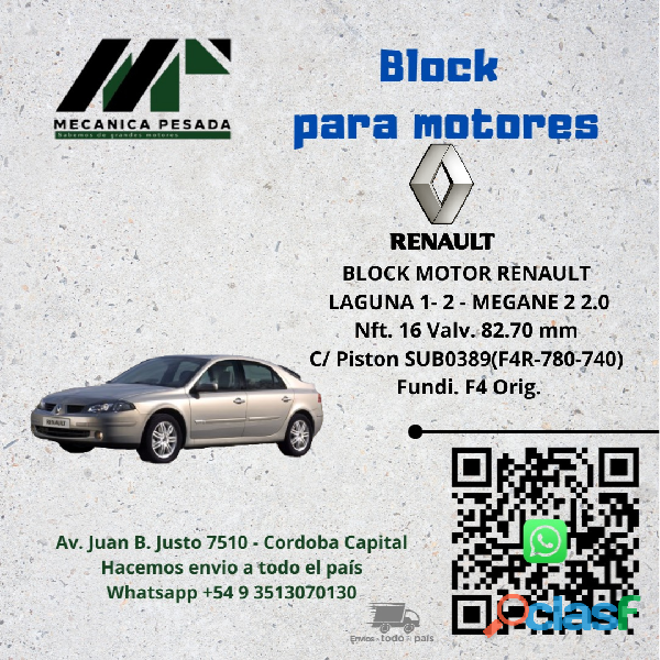 BLOCK MOTOR RENAULT LAGUNA 1 2 MEGANE 2 2.0