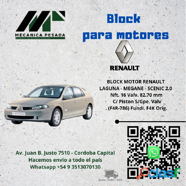 BLOCK MOTOR RENAULT LAGUNA MEGANE SCENIC 2.0