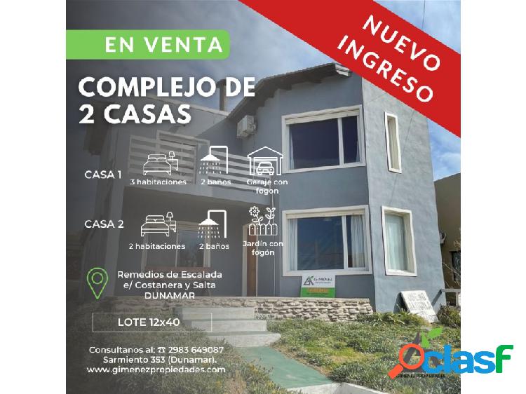 COMPLEJO (2 Casas) en DUNAMAR a 50 mts del MAR