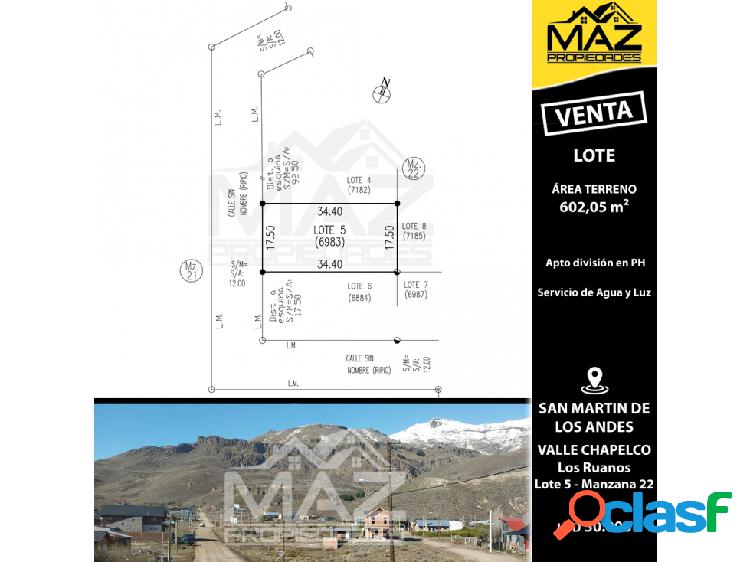 LOTE | VALLE CHAPELCO - Los Ruanos - Lote 5 - Manzana 22