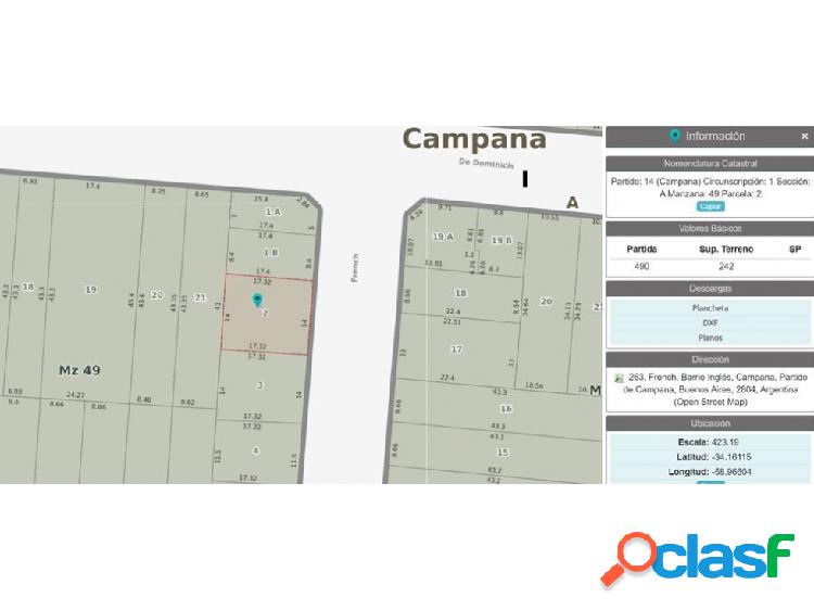 Lote en zona céntrica a la venta