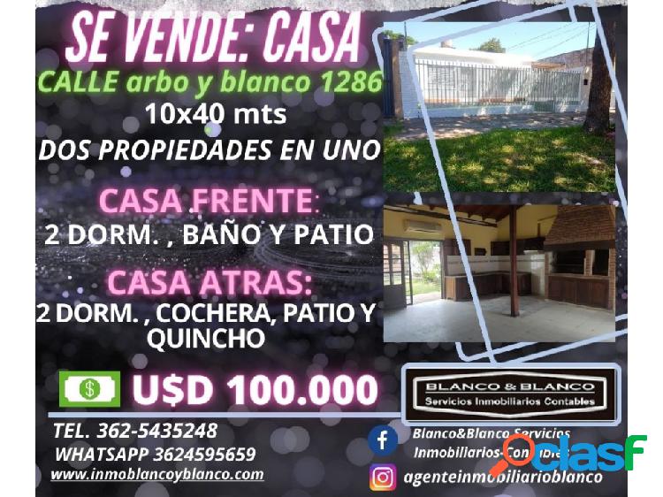 SE VENDE CASA EN CALLE ARBOL Y BLANCO 1286