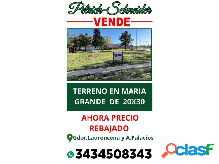 Se Vende Terreno en María Grande, Entre Ríos.