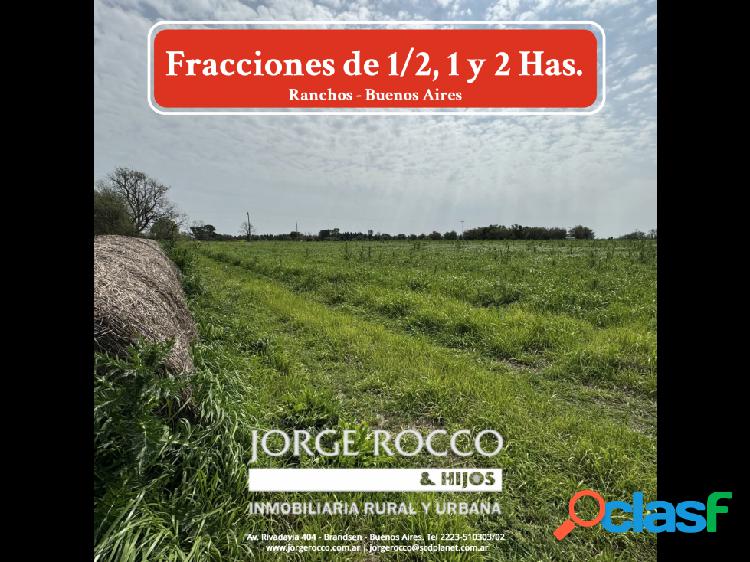 Fracciones de campo en venta de 1/2, 1 y 2 Has. en Ranchos